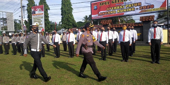 Polres Kampar Laksanakan Apel Gelar Pasukan Operasi Patuh Lancang Kuning 2020