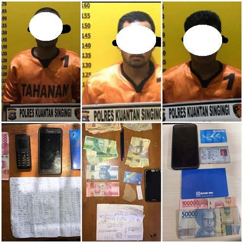 Polres Kuansing Amankan Tiga Orang Terkait Dugaan Judi Online di Pucuk Rantau