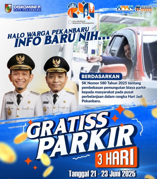 Warga Pekanbaru Bisa Dapat Parkir Gratis Selama Tiga Hari