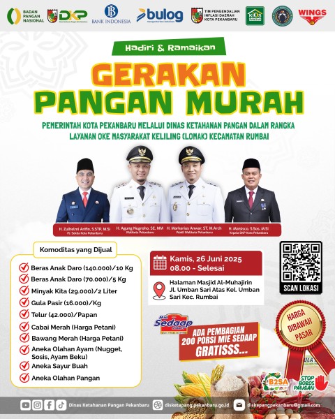 Besok DKP Gelar Gerakan Pangan Murah di Umban Sari Rumbai