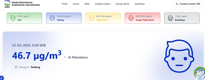 WARNING! Kualitas Udara Pekanbaru Mulai  'Tidak Sehat'