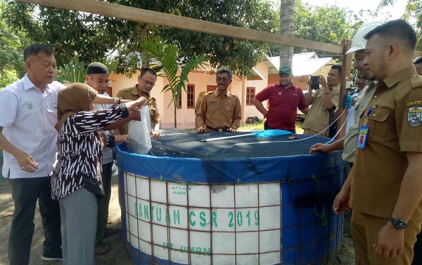 Siasati Pemanfaatan Lahan Sempit, Warga  Kiyap Jaya  Terima Program CSR Ternak Ikan Bioflok  PT.PMBN