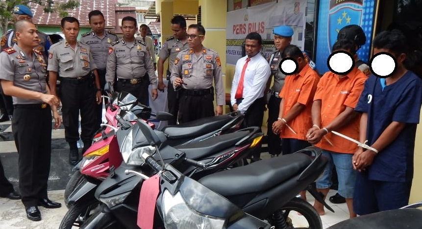 Tangkap Tiga Terduga  Pelaku Curanmor, Polisi di Kampar Amankan Tujuh Sepeda Motor
