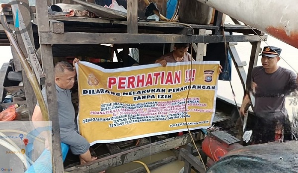 Polsek Kuantan Mudik  Amankan Kapal Ponton PETI di Aliran Sungai Kuantan.