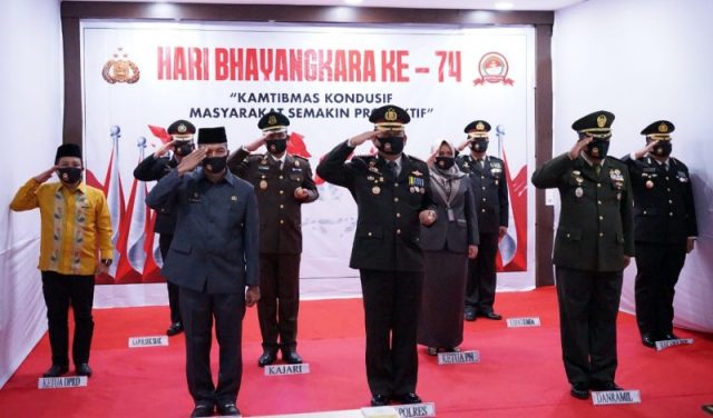 Masih New Normal, Pemkab–Forkopimda Siak Gelar Upacara HUT Bhayangkara ke-74 secara Virtual