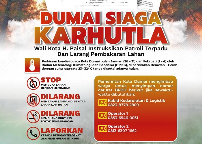 Dumai Siaga Karhutla, Pemko Keluarkan Peringatan Dini