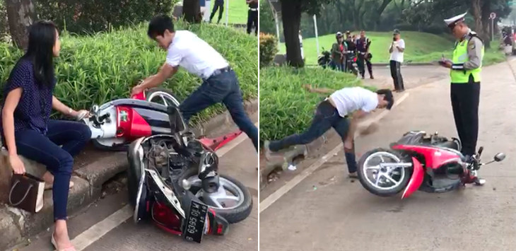 KURANG AJAR...Tak Terima Ditilang, Pemuda Banting Motor di Depan Polisi 'Motor Gua Ambil, Ambil, Bakaar Aja', Ini Videonya