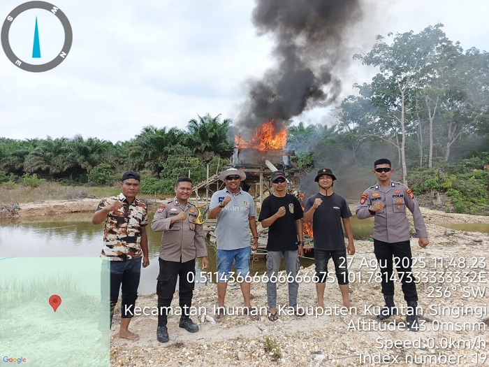 Polsek Kuantan Mudik Tertibkan PETI di Areal PT. Agrinas Palma Nusantara Gunung Toar