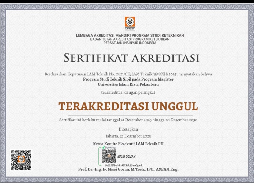 Prodi Magister Teknik Sipil UIR Resmi Raih Akreditasi UNGGUL