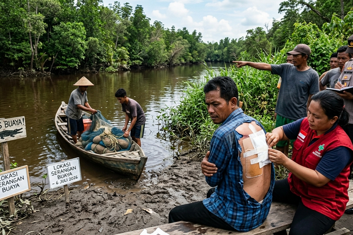 Pasang Pukat Ikan, Nelayan di Bangko Pusako Disambar Buaya, Kondisinya....