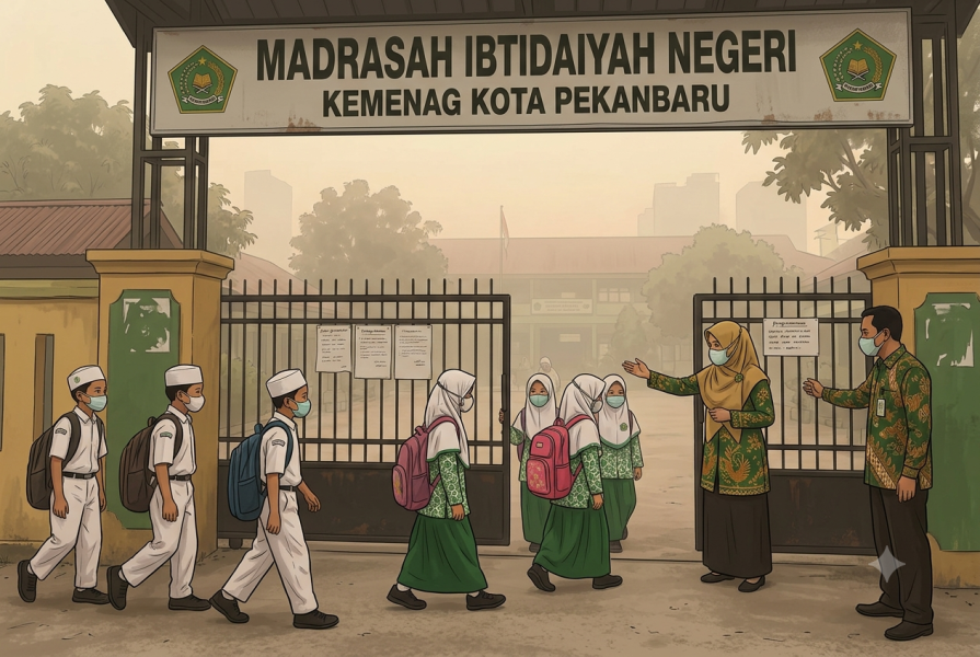 Cegah Dampak Kabut Asap, Kemenag Minta Siswa Madrasah Pekanbaru Belajar dari Rumah