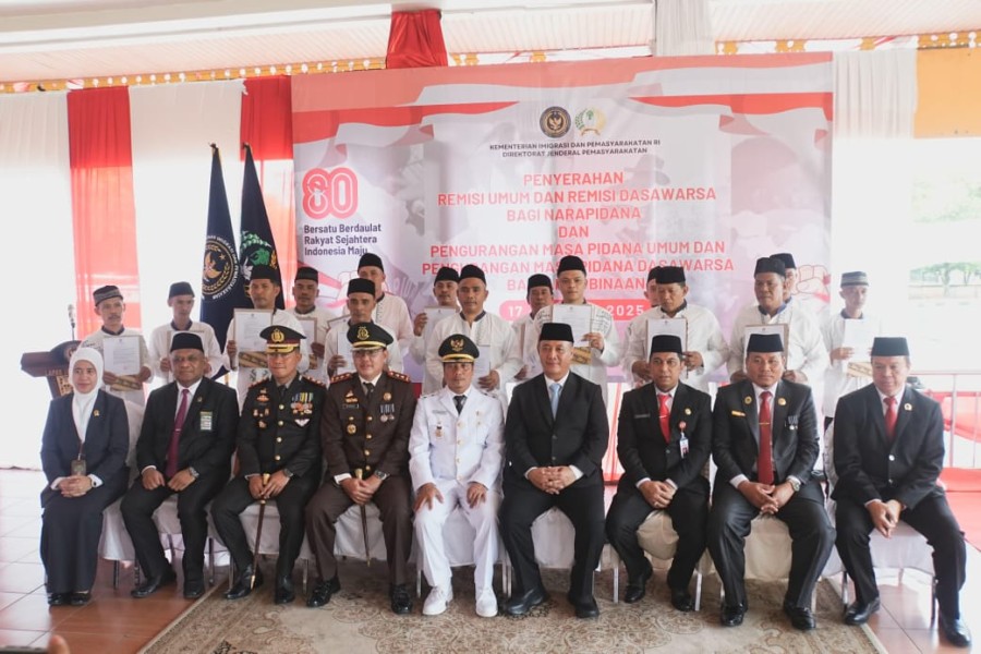 HUT RI Ke 80, Lapas Kelas IIB Teluk Kuantan Berikan Remisi ke warga binaan, 9 warga Binaan Hirup udara bebas