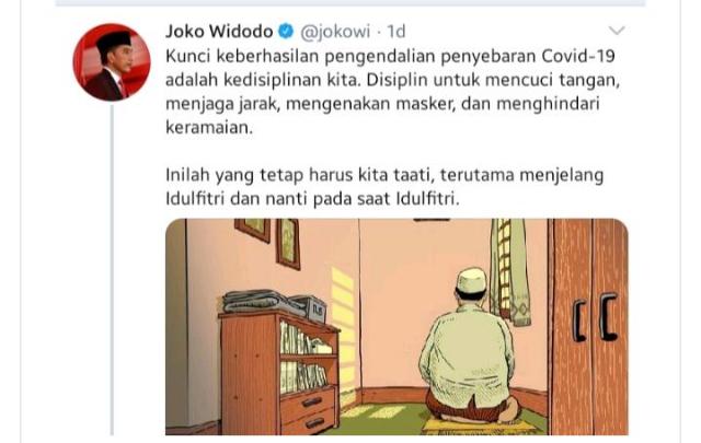Jokowi Posting Foto Ilustrasi Pria Shalat Tuai Kritik, Warganet: Kok Gak Menghadap Kiblat Pak?