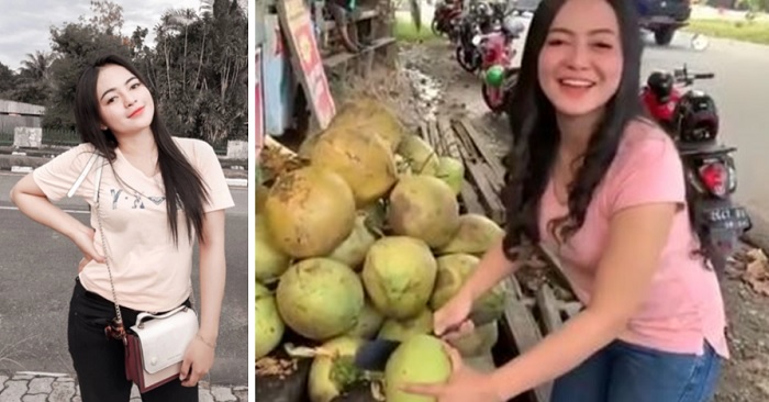 Seger! Tak Malu, Mahasiswi Cantik Ini Jualan Es Kelapa, Lihat nih Videonya
