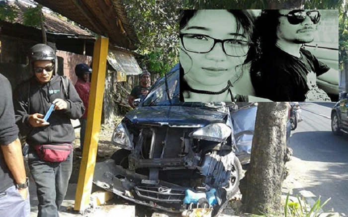 BRAKKK...Diduga Mengantuk, Mobil Personel Band Navicula Tabrak Pohon dan Warung,Teman Wanitanya Tewas