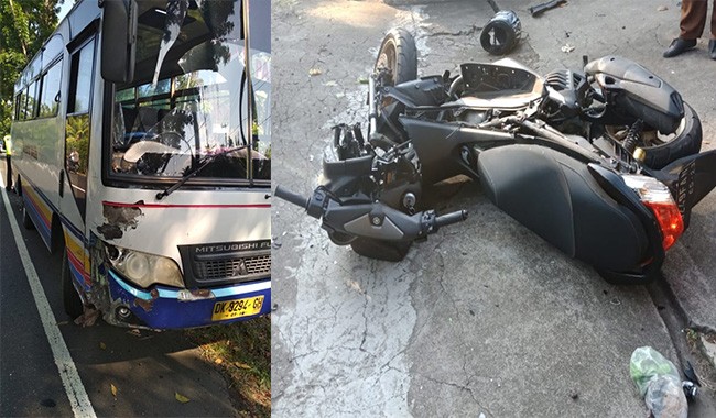NGERI...Ngebut, Tabrak Bus di Tikungan, Pengendara Yamaha N Max Tewas Bersimbah Darah