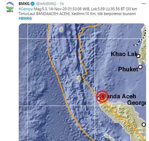 BREAKING NEWS: Gempa Magnitudo 5,3 Guncang Banda Aceh