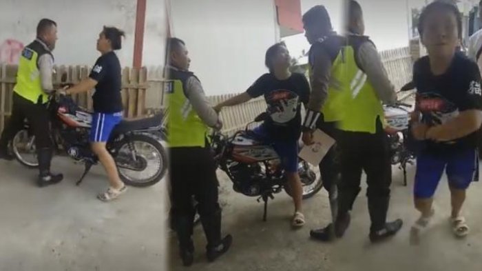 EMAK-EMAK DILAWAN... Tak Terima Ditilang, Pengendara RX King Ini Mengamuk, Tampar dan Lempar Polisi 