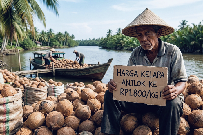 ANJLOK PARAH! Harga Kelapa di Inhil Tinggal  Rp1.800/Kg