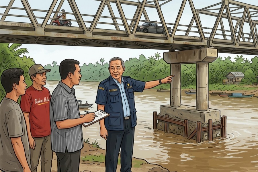 Pemprov Riau Lelang Pemeliharaan Jembatan Sei Rokan Kiri, Dua Pilar Kembali Diperkuat