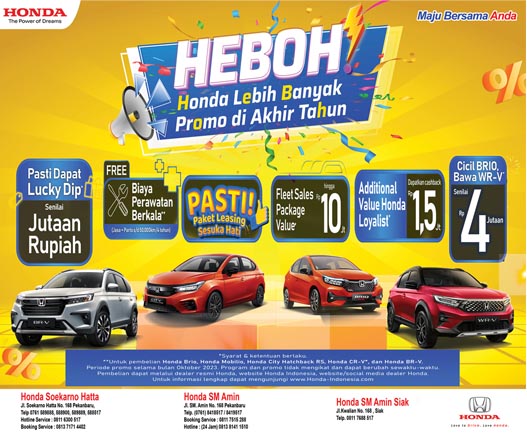Banyak Promo Heboh Akhir Tahun, Yuk Beli Mobil Honda di HSH dan HSA