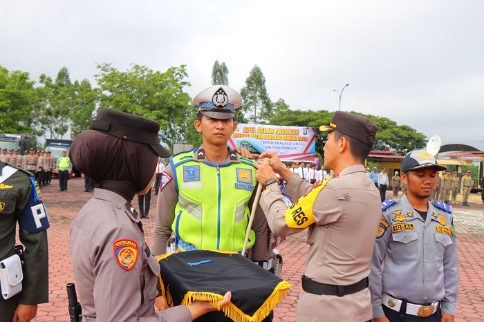 Polres Rokan Hilir Gelar Apel Pasukan Ops Patuh Lancang Kuning Tahun 2023