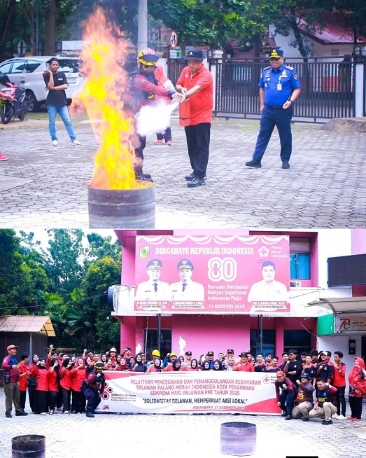 Relawan PMI Pekanbaru  Latih Cegah Terjadi Potensi Kebakaran
