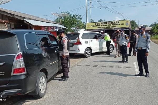 Tak Cuma Antar Provinsi, Antar Kabupaten di Riau pun Dilakukan Penyekatan, 2.362 Personel Gabungan Disiagakan....