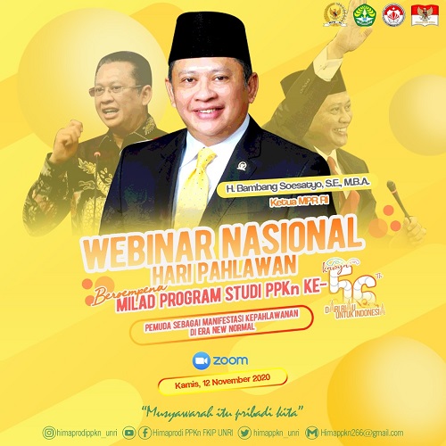 Milad Prodi PPKn FKIP Unri Ke-56, Himpunan Mahasiswa Gelar Webinar Bersama Ketua MPR Bambang Soesatyo