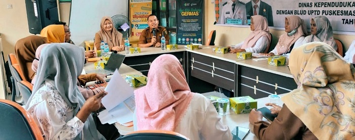 Dukcapil Kab Kuansing Tuntaskan Kegiatan roadshow Perjanjian Kerjasama Layanan Administrasi Kependudukan Puskesmas di Kuansing