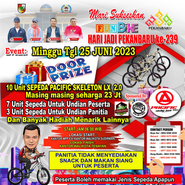 LPM Targetkan  5.000 Pesepeda untuk Rekor MURI  Ajang Fun Bike Hari Jadi Pekanbaru ke-239