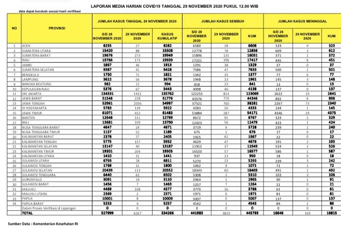 UPDATE 29 NOVEMBER 2020: Kasus Positif Covid-19 di Riau Nyaris Tembus 20.000, Meninggal 451 Jiwa