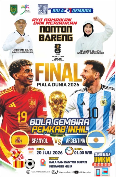 Pemkab Inhil Taja Nobar Final Piala Dunia 2026 di Halaman Kantor Bupati