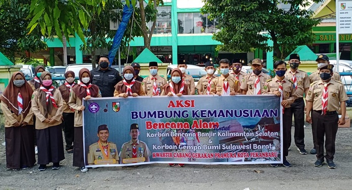 Bantu Korban Bencana Alam, Pramuka Pekanbaru Galang Bumbung Kemanusiaan