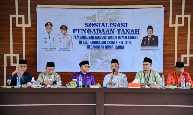 Penanggulangn Banjir, Pemkot Dumai Sosialisasi Pembangunan Tanggul Sungai Dumai di Pangkalan Sesai dan STDI