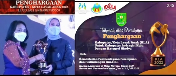 Inhu Terima Penghargaan Kabupaten Layak Anak Nindya Tahun 2022