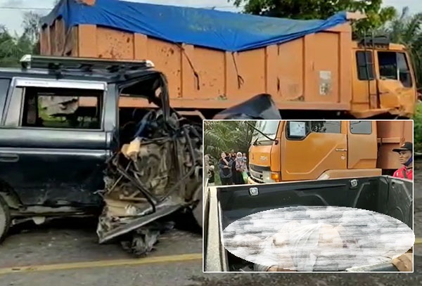 Tabrakan Beruntun di Jalan Lintas Sumatera, Tiga Mobil Rusak Parah, Dua Orang Luka-luka
