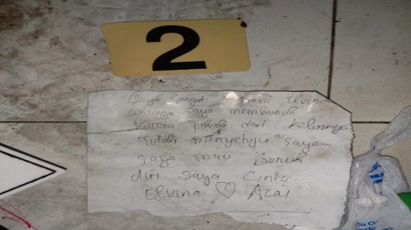 Jasad Perempuan di Dalam Kardus Diduga Terkait Asmara, '' Sepucuk Surat Saya Sangat Mencintai Elvina''