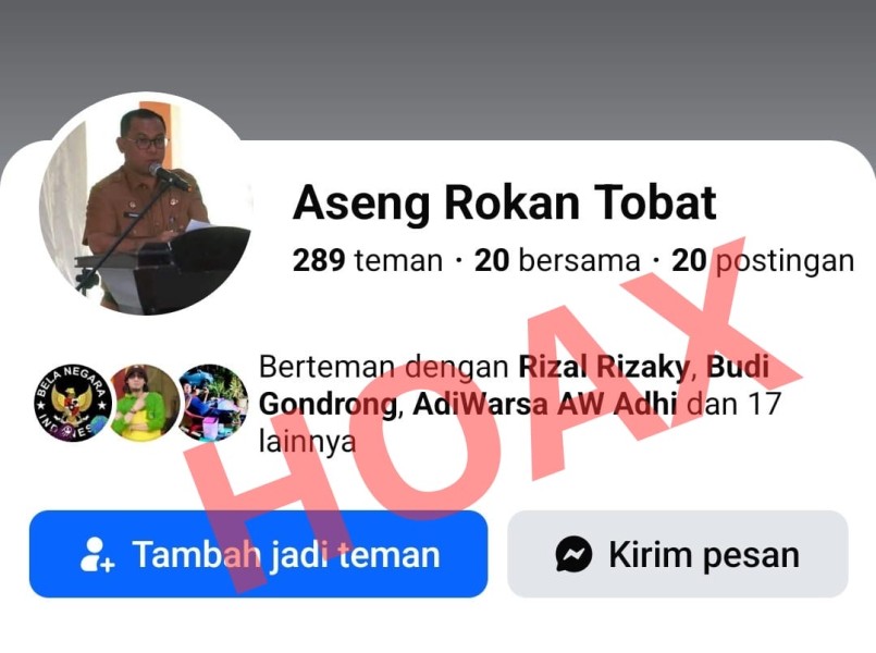 Masyarakat Rohil Harus Jeli Foto Sekda Fauzi Efrizal Disalahgunakan Akun Anonim, Ini Penjelasannya
