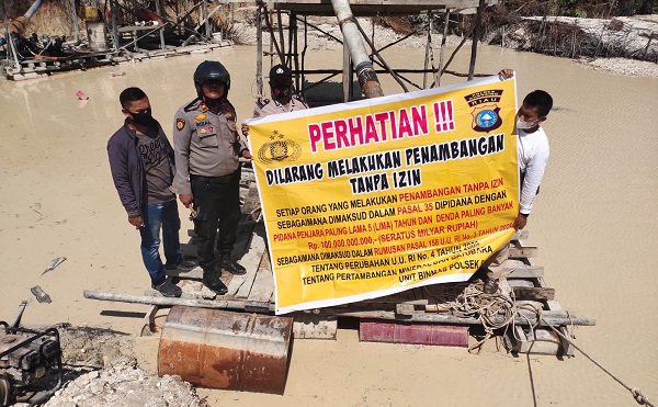 POlsek Singingi Lakukan Penindakan Aktivitas PETI di Sungai Sawi Pulau Padang