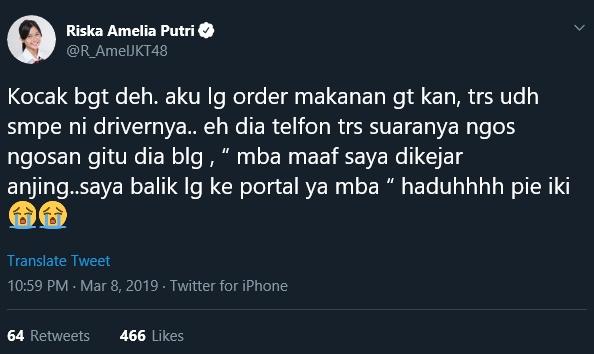 KOCAK...Curhat Member JKT48 yang Ditinggal  Kabur Driver Ojol karena Dikejar Anjing
