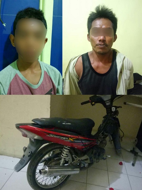 KURANG AJAR...Bukannya Mendidik Anaknya dengan Baik, Residivis di Inhil Ini Ajarkan Anaknya Cara Maling Motor