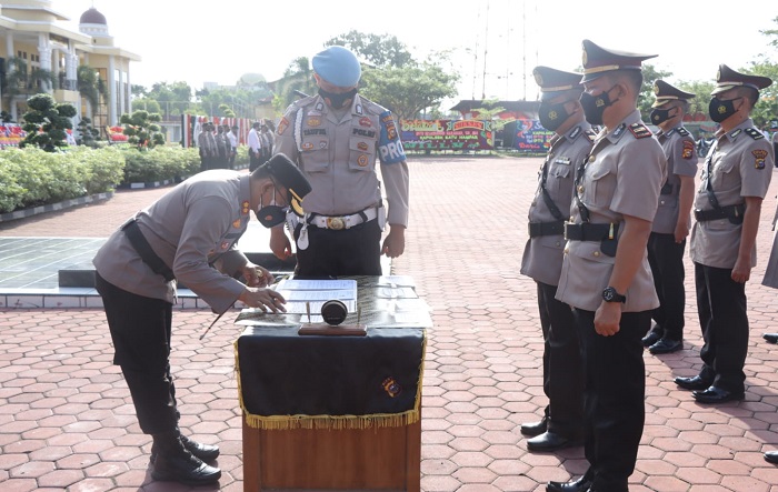 Polres Rokan Hilir Lakukan Sertijab Sejumlah Perwira, Ini Nama dan Jabatannya...