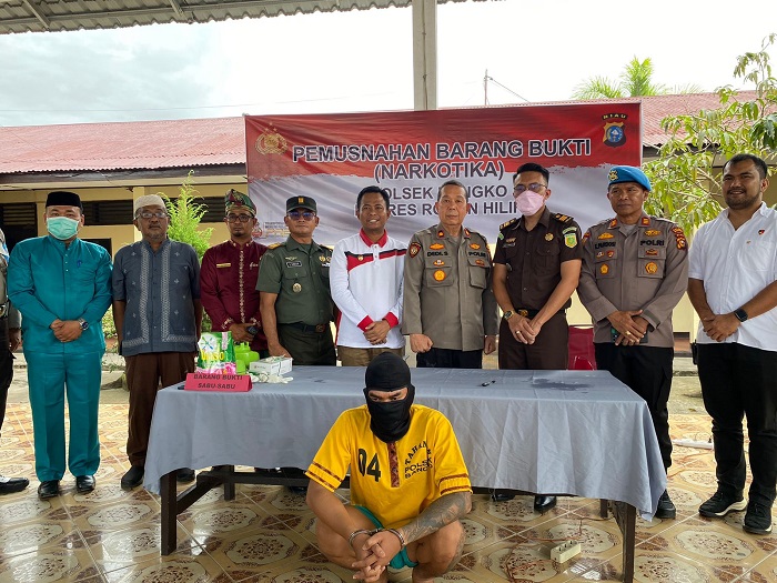 Polsek Bangko Musnahkan Barang Bukti Narkotika Jenis Sabu-sabu Sebarat 816,43 Gram