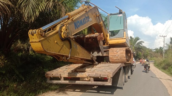 Gakkum KLHK Amankan Puluhan Tual Kayu dan Alat Berat di Hutan Lindung Bukit Betabuh
