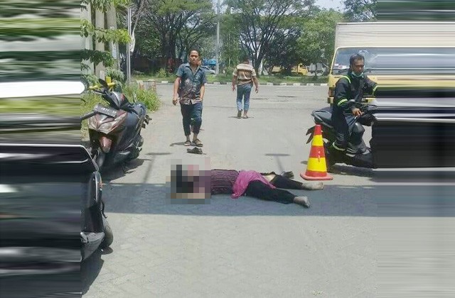 NAHAS, Motor Disenggol Truk Gandeng, Anggota Polisi Tewas Tergeletak di Jalan
