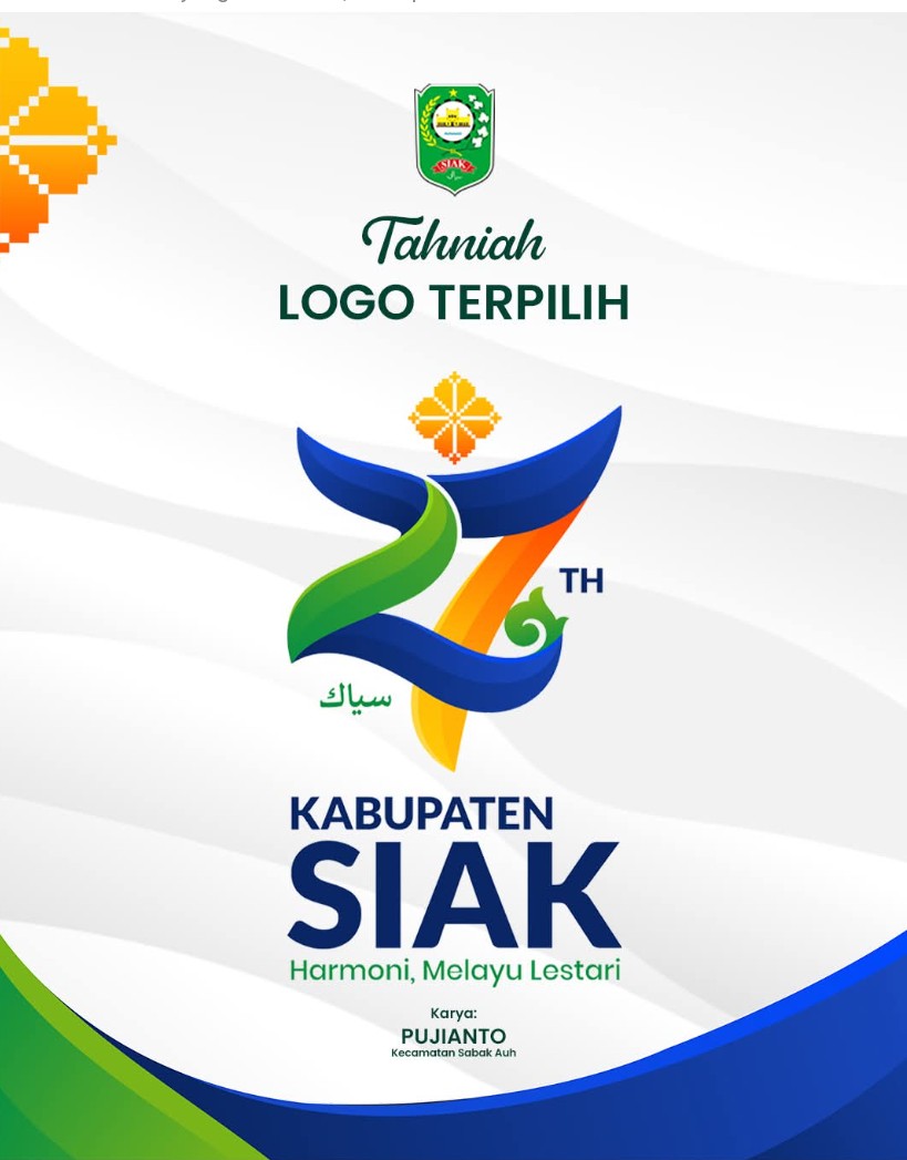 Pujianto Asal Sabak Auh Jadi Pemenang Sayembara Logo Hari Jadi Siak ke 27, Karyanya Jadi Logo Resmi