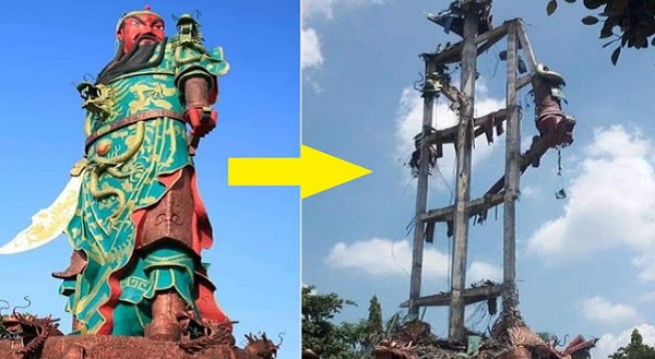 Patung Raksasa Kongco Kwan Sing Tee Koen Setinggi 30 Meter di Tuban Runtuh, Penampakannya...