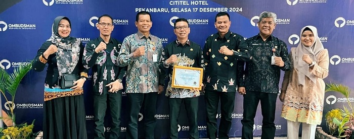 Pemkab Kuansing Raih Penghargaan Kepatuhan Penyelenggaraan Pelayanan Publik tahun 2024 dari Ombudsman RI