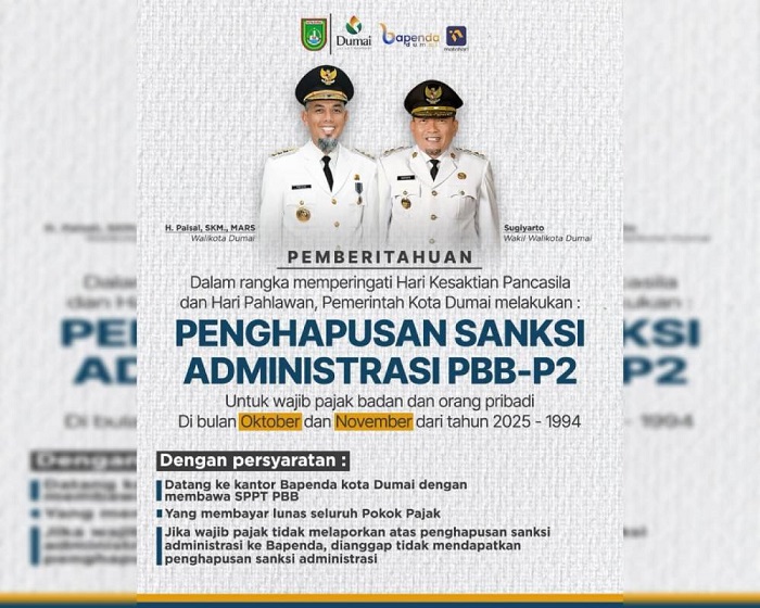 Pemkot Dumai Hapus Denda Pajak PBB P2